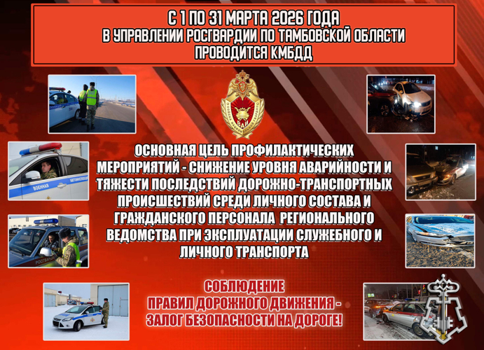 Росгвардейцы в марте проведут профилактические мероприятия с водителями ведомства в Тамбовской области